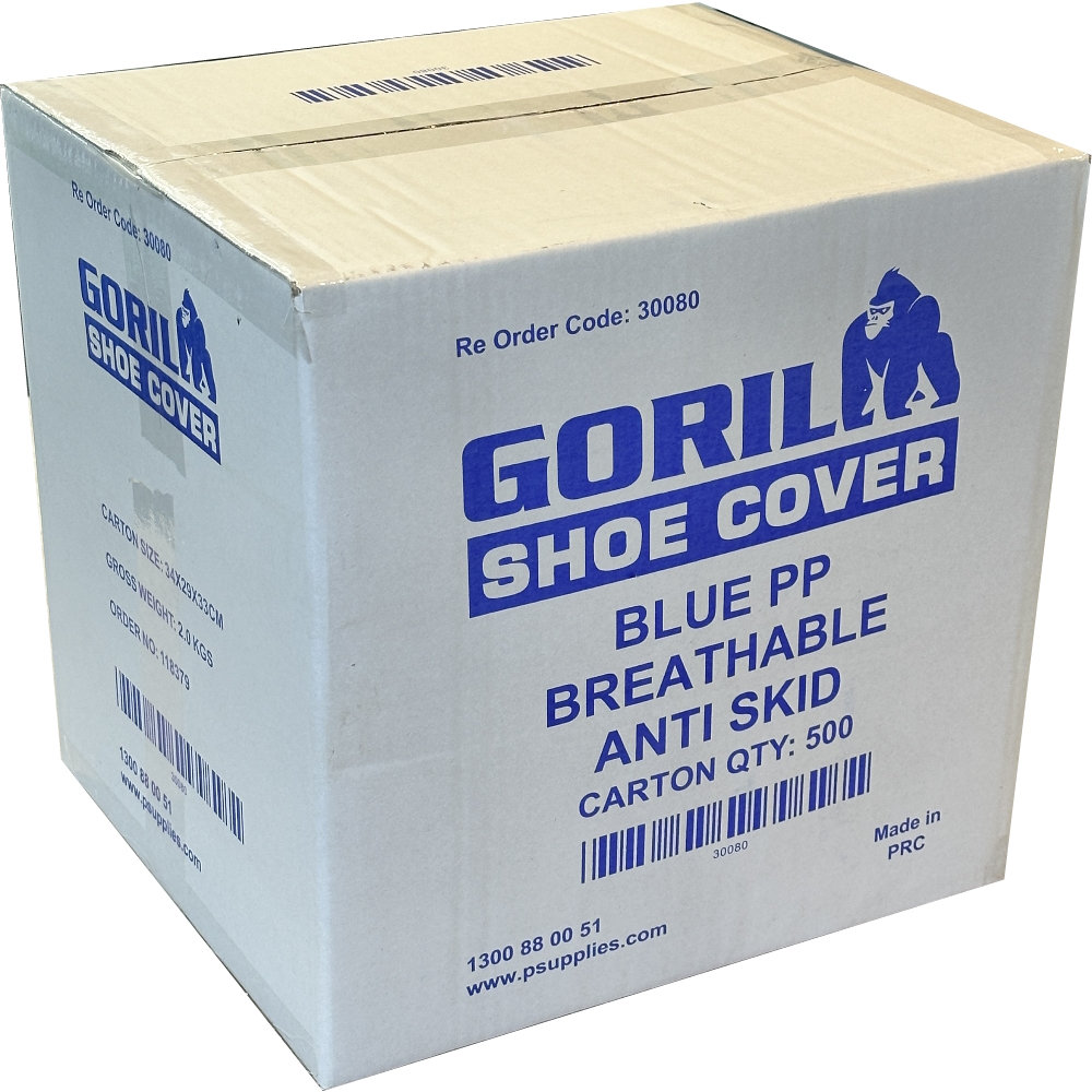 GORILLA Blue Breathable PP Anti-Skid Shoe Covers (Carton 500 Covers)