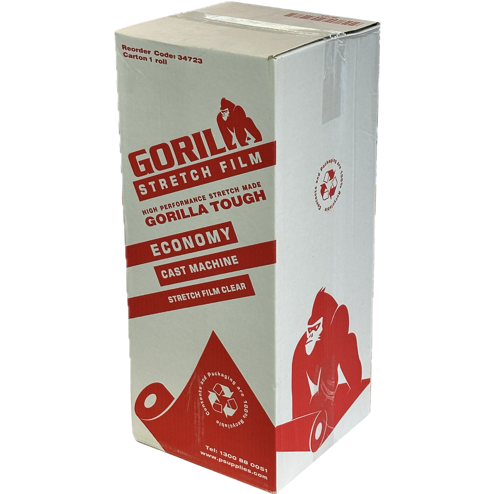 GORILLA Economy Transparent Cast Machine Pallet Wrap 500mm x 1,850m 17µm (Carton 1 Roll)