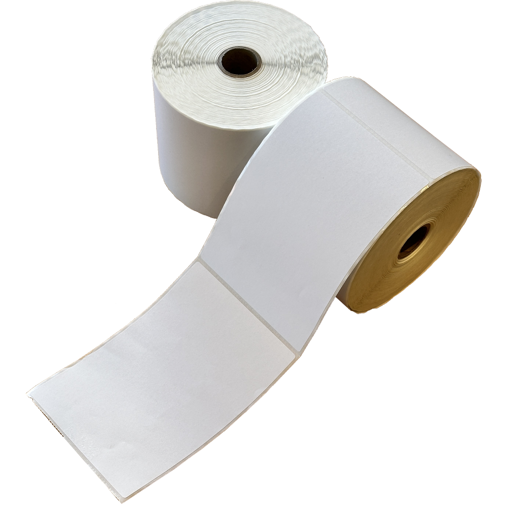Direct Thermal White Labels 100mm x 150mm Ø25mm Core Narrow-edge Lead (Roll 500 Labels)