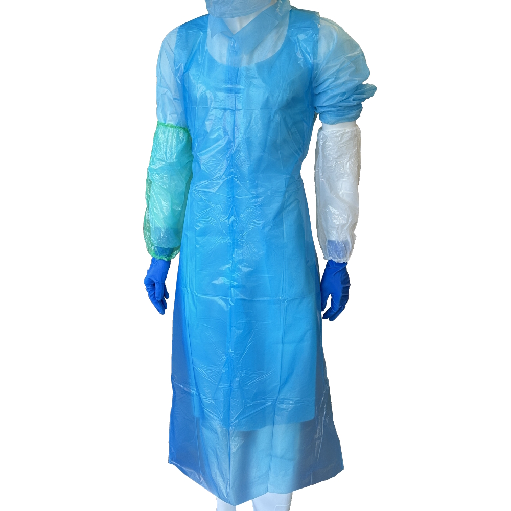 GORILLA Blue HDPE Disposable Medium Aprons 960mm x 1,400mm 26µm (Header 100 Aprons) (Carton 5 Headers)