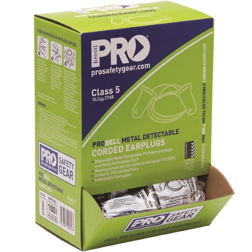 PIP ProBell Class 5 27dB Metal Detectable Corded Earplugs (Pack 100 Pairs)