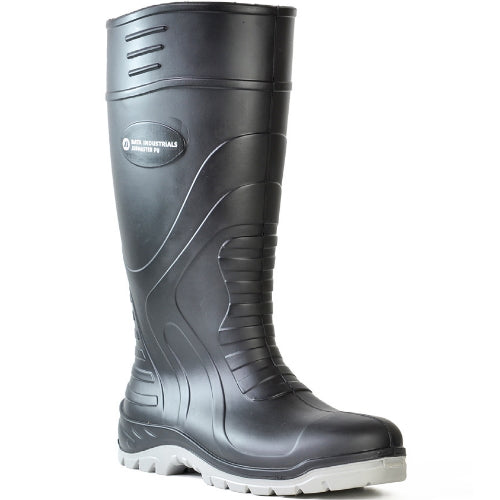 *CLEARANCE* Bata Black/Grey 400mm JobMaster Polyurethane Steel Toe Gumboots Sizes 4 12 13 14