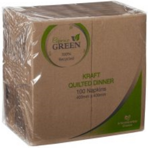 Kraft/Natural Quilted 2-Ply GT-Fold Dinner Napkins (Pack 100 Napkins) (Carton 10 Packs)