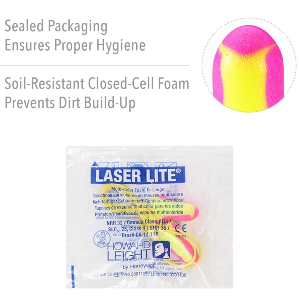 Honeywell LL-30 Class 4 25dB Laser Lite Corded Earplugs (Pack 100 Pairs)