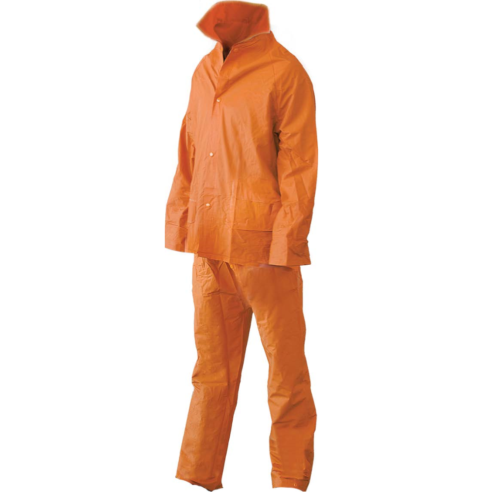PVC Rain Jacket and Pants Set Orange Sizes SML - 5XL
