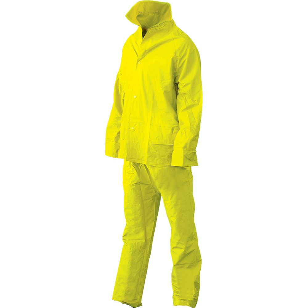 PVC Rain Jacket and Pants Set Yellow Sizes SML - 5XL