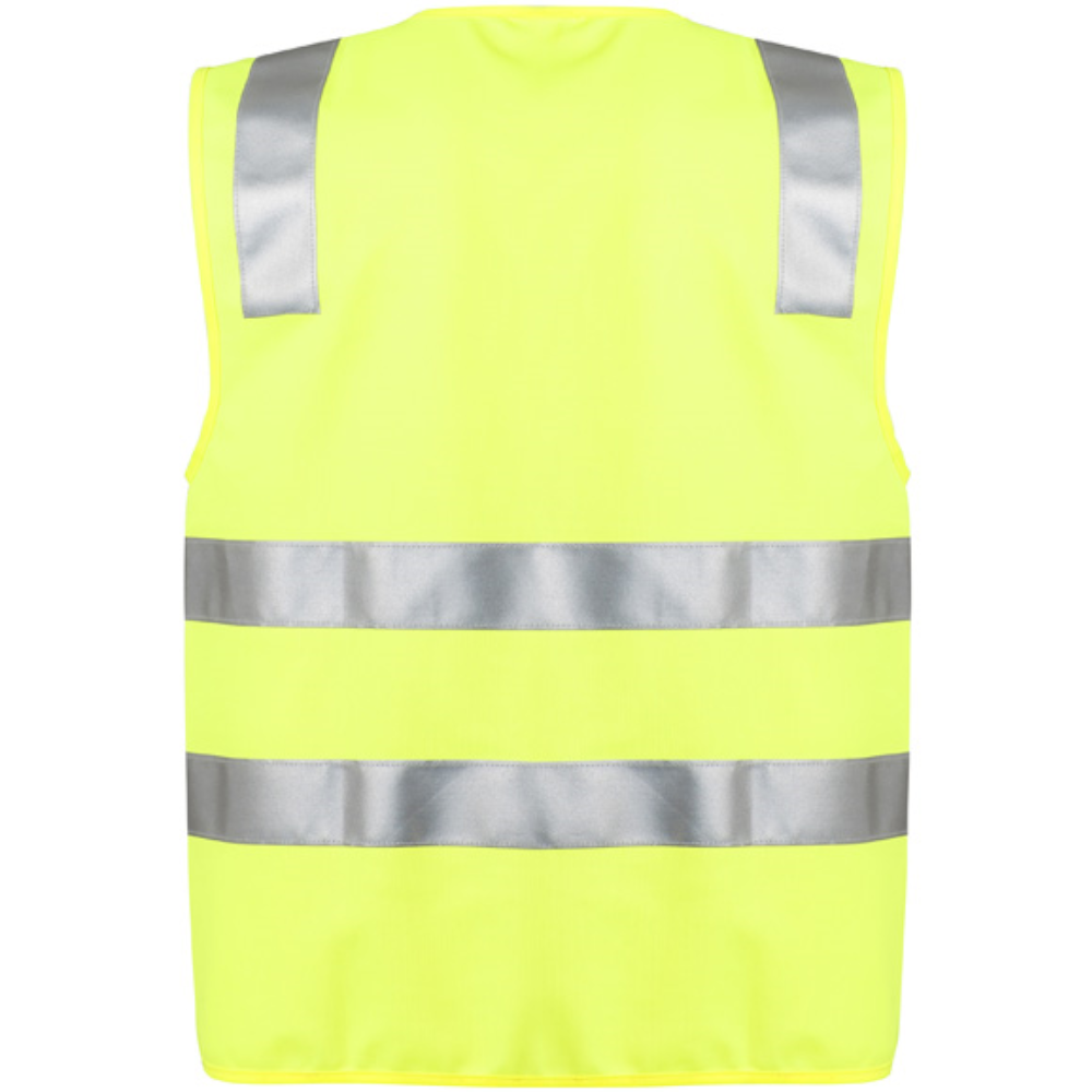 Hi Vis Yellow Day/Night Use Double Hoop Zipped Vest Sizes XS - 3XL + 5XL + 7XL