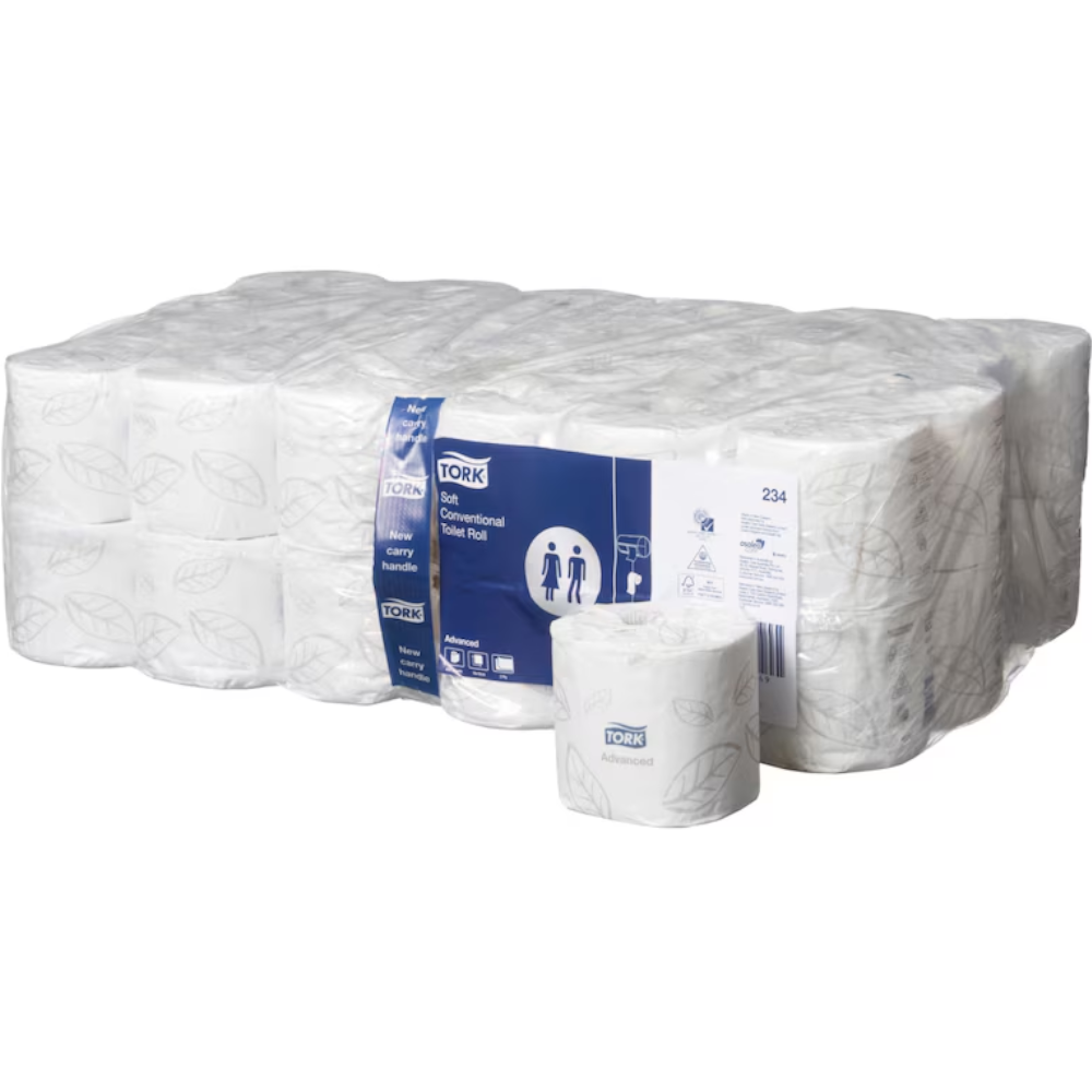 Tork 234 White T4 System Advanced Soft Conventional Toilet Paper Roll 2-ply 10cm x 10cm (Roll 400 Sheets) (Carton 48 Rolls)