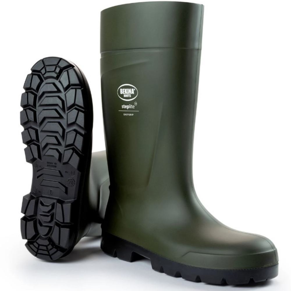 Bekina Green/Black Steplite PU Safety Gumboots Sizes 4 - 14