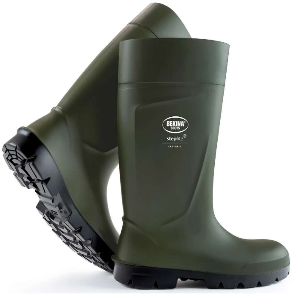 Bekina Green/Black Steplite PU Safety Gumboots Sizes 4 - 14