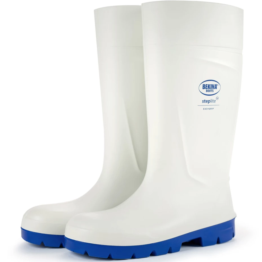 Bekina White/Blue Steplite PU Safety Gumboots Sizes 4 - 14