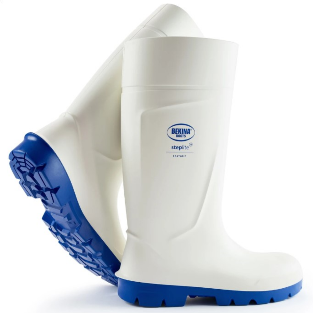Bekina White/Blue Steplite PU Safety Gumboots Sizes 4 - 14