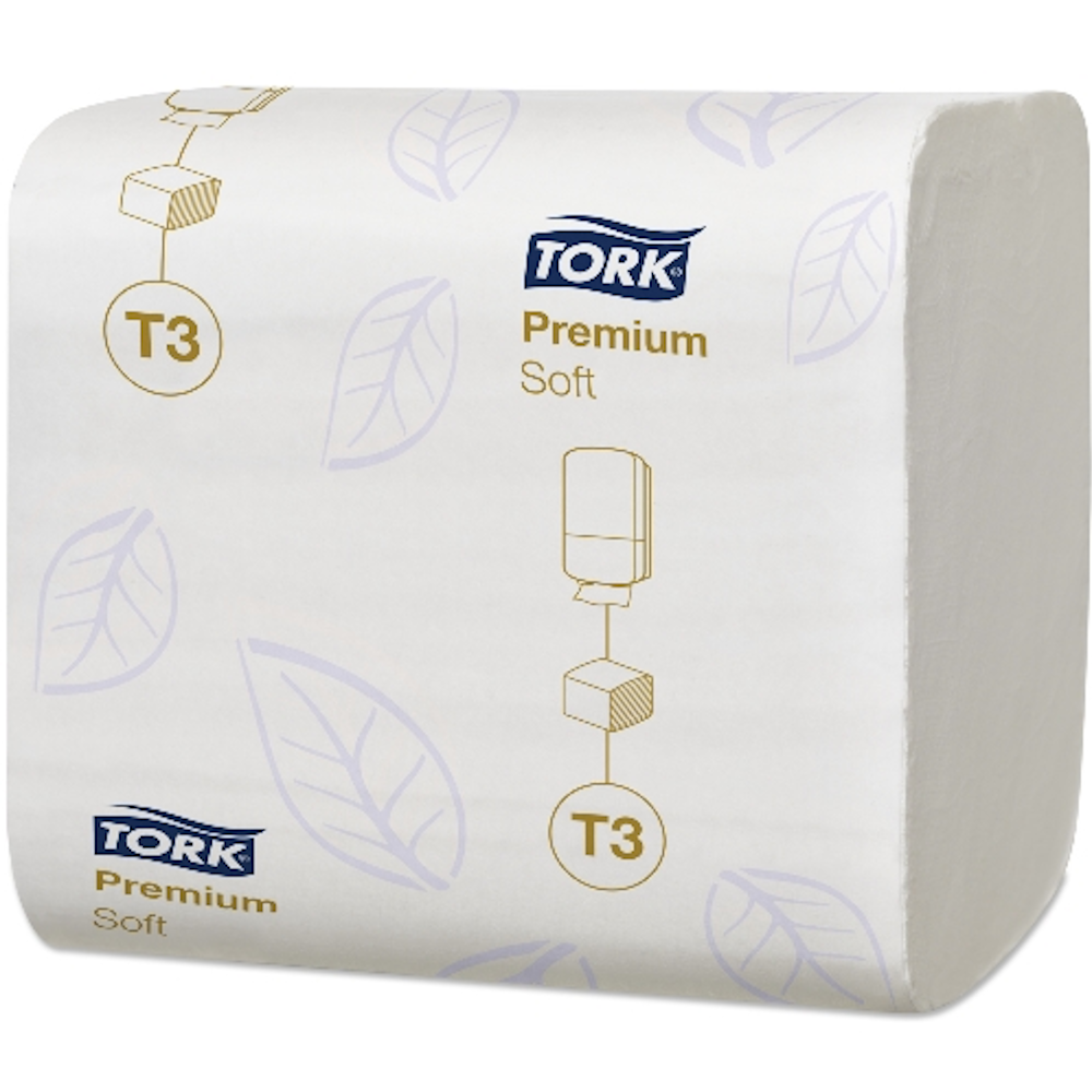 Tork 114273 T3 System Premium 2-ply Soft Folded Toilet Paper 19cm x 11cm (Pack 252 Sheets) (Carton 30 Packs)