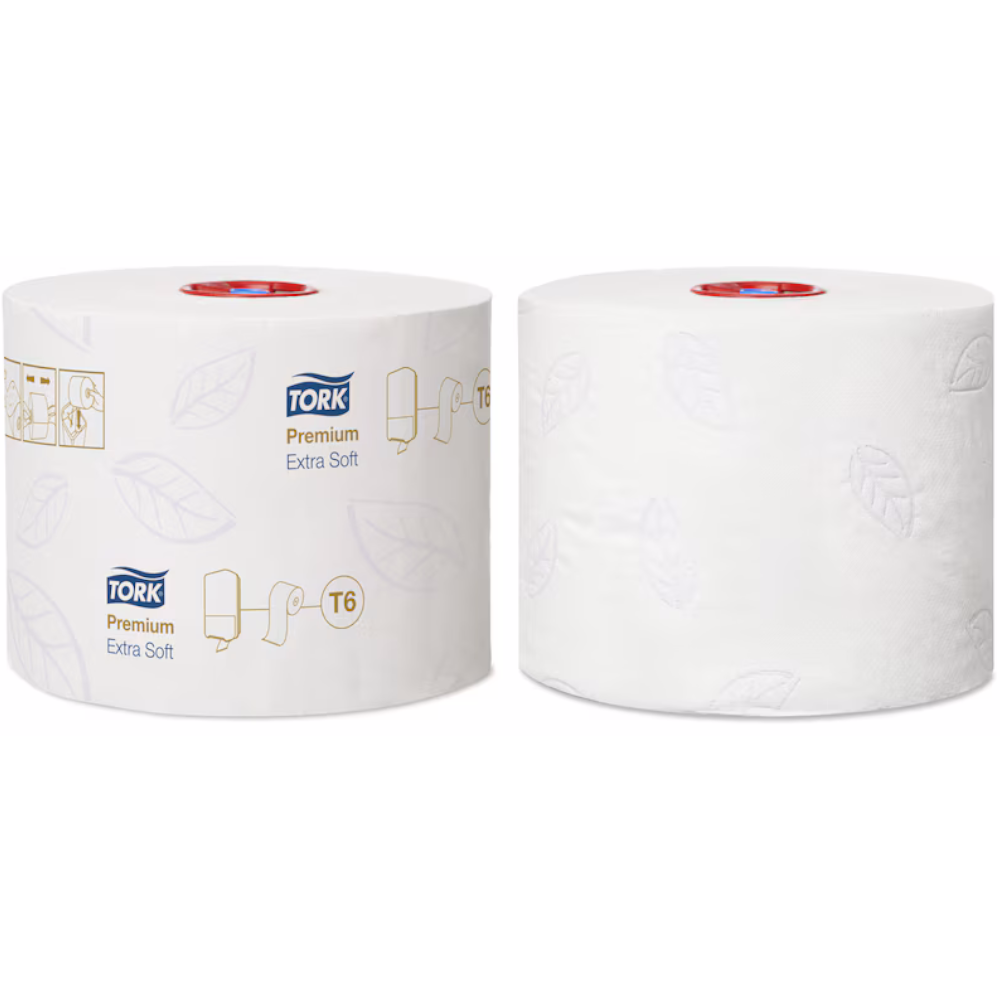 Tork 127510 White T6 System Premium Mid Size Toilet Paper Roll 3-ply 10cm x 70m (Carton 27 Rolls)