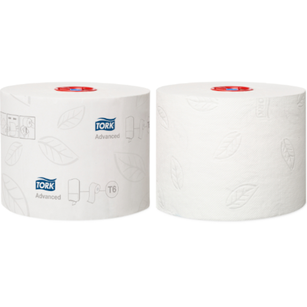 Tork 127530 White T6 System Advanced Mid Size Toilet Paper Roll 2-ply 10cm x 100m (Carton 27 Rolls)