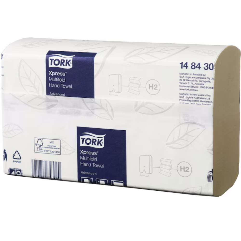 Tork 148430 H2 System Xpress Advanced Slimline Multifold Hand Towel 1-ply 24cm x 21cm (Pack 185 Sheets) (Carton 21 Packs)