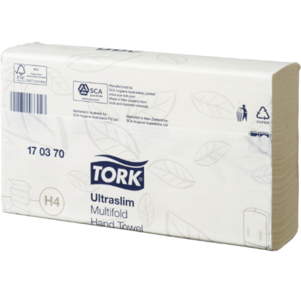 Tork 170370 White H4 System Advanced Ultraslim Multifold Hand Towel 1-ply 24cm x 21cm (Pack 150 Sheet) (Carton 20 Packs)