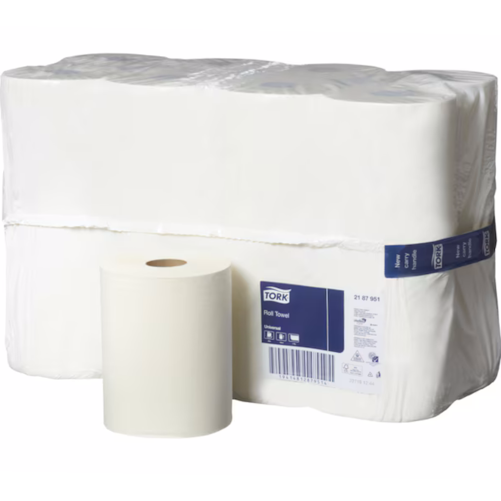 Tork 2187951 White Universal Hand Towel Roll 2-ply 17cm x 90m (Carton 16 Rolls)