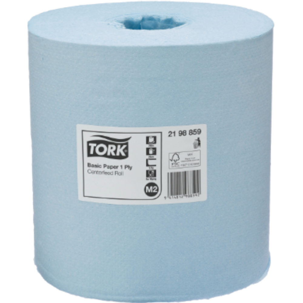 Tork 2198859 Blue M2 System Perforated Centrefeed Basic Wiper (310) 1-ply 20cm x 280m (Carton 6 Rolls)
