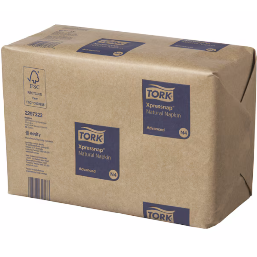 Tork 2297323 Natural N4 System Advanced Xpressnap Napkins 500 sheets 1-ply 21.6cm x 33cm (Carton 12 Packs)