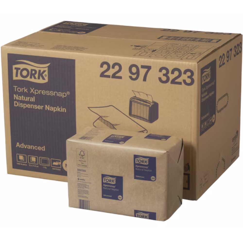 Tork 2297323 Natural N4 System Advanced Xpressnap Napkins 500 sheets 1-ply 21.6cm x 33cm (Carton 12 Packs)