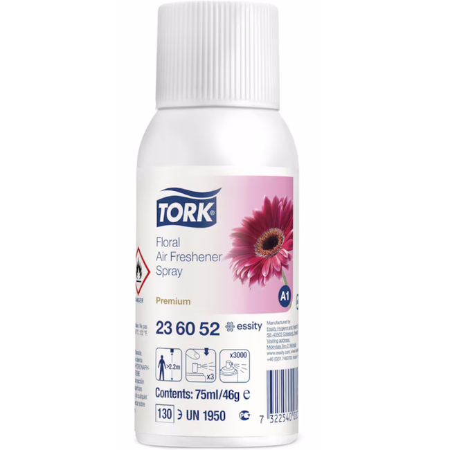 Tork 236052 A1 System Premium Floral Air Freshener Spray 3,000 Sprays (Carton 12 Refills)