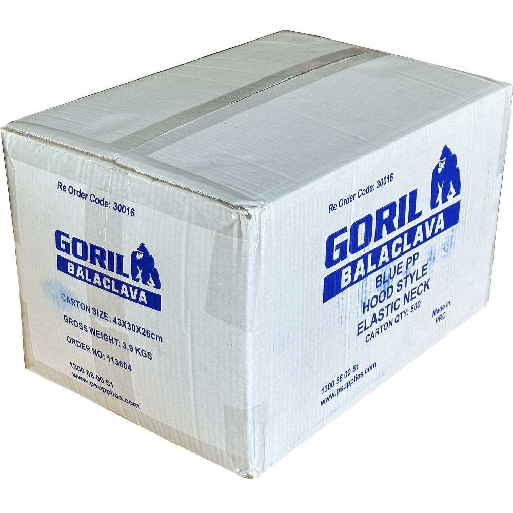 GORILLA Blue Disposable Balaclava-style Hoods (Carton 500 Hoods)