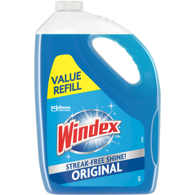Windex 5L Original Window/Glass Cleaner (Carton 2 Bottles)