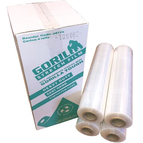 GORILLA Premium Transparent Cast Hand Pallet Wrap 500mm x 300m 23µm (Carton 4 Rolls)