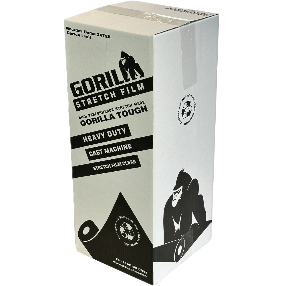 GORILLA Premium Transparent Extra Heavy Cast Machine Pallet Wrap 500mm x 1,250m 25µm (Carton 1 Roll)