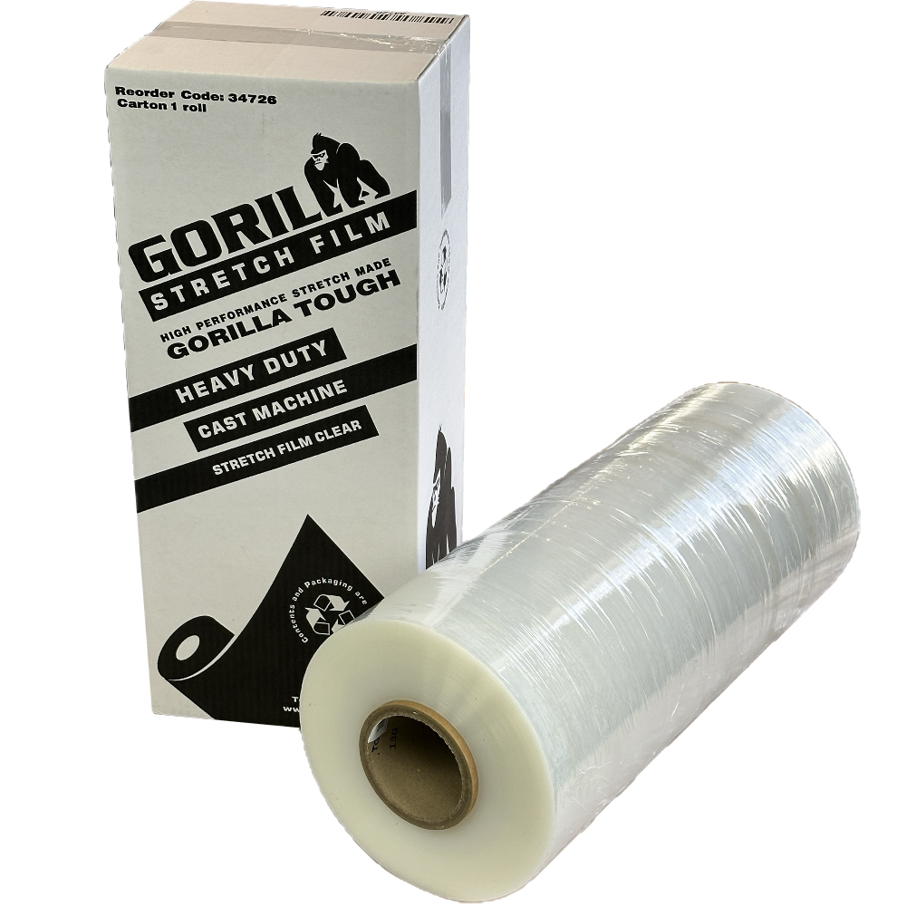 GORILLA Premium Transparent Extra Heavy Cast Machine Pallet Wrap 500mm x 1,250m 25µm (Carton 1 Roll)