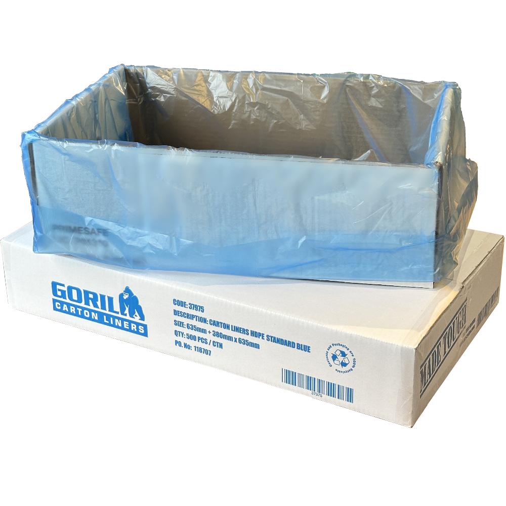 GORILLA Blue HDPE 'Standard' 15µm Carton Liners 635mm + 380mm x 635mm (Carton 500 Bags)