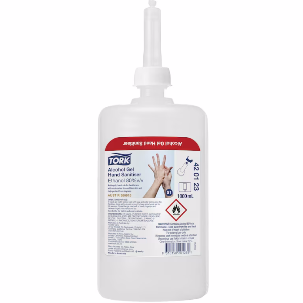 Tork 420123 S1 System Premium 1,000ml Alcohol Gel Hand Sanitiser (Carton 6 Refills)