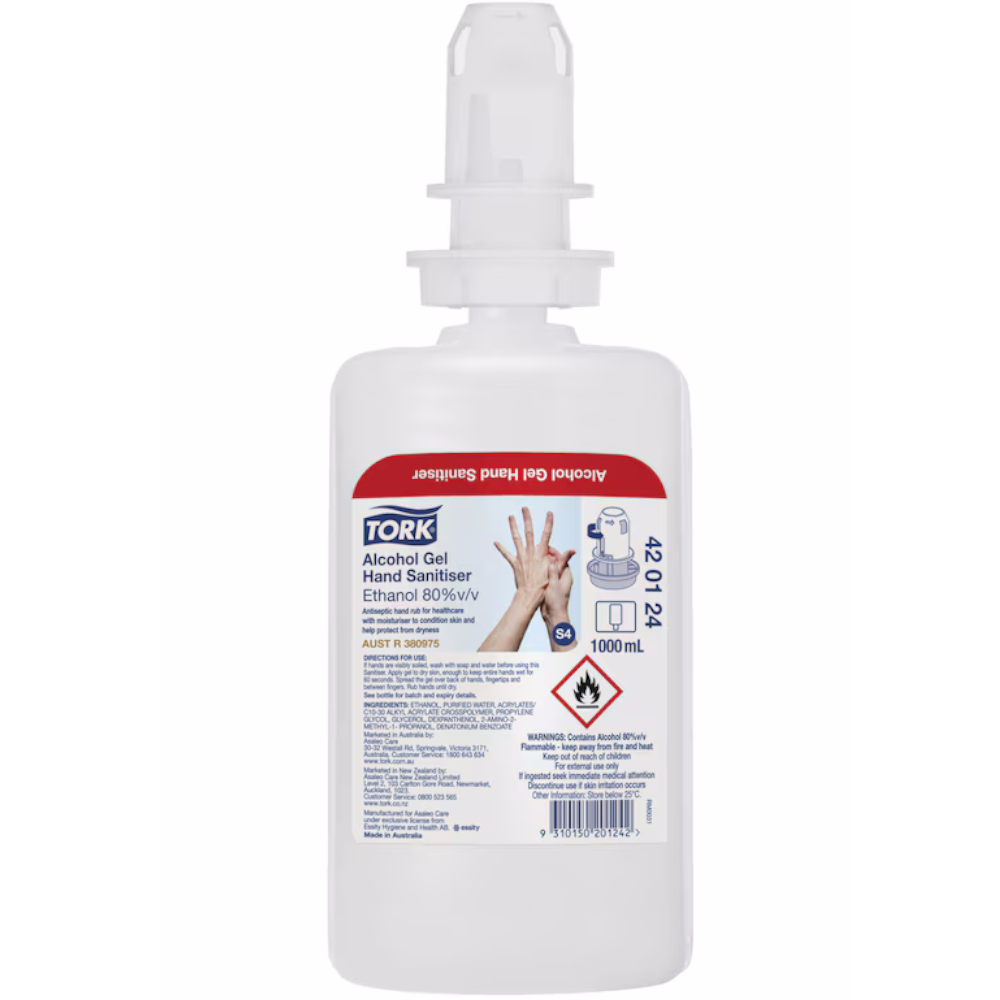 Tork 420124 S4 System Premium 1,000ml Alcohol Gel Hand Sanitiser (Carton 6 Refills)