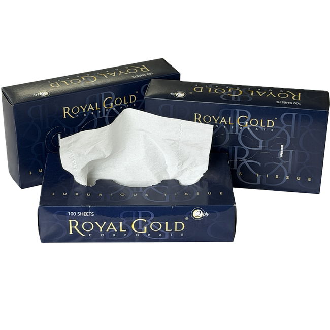 Royal Gold Corporate 2-ply Facial Tissues [FSC Virgin] Flat Box (Pack 100 Sheets) (Carton 48 Packs)