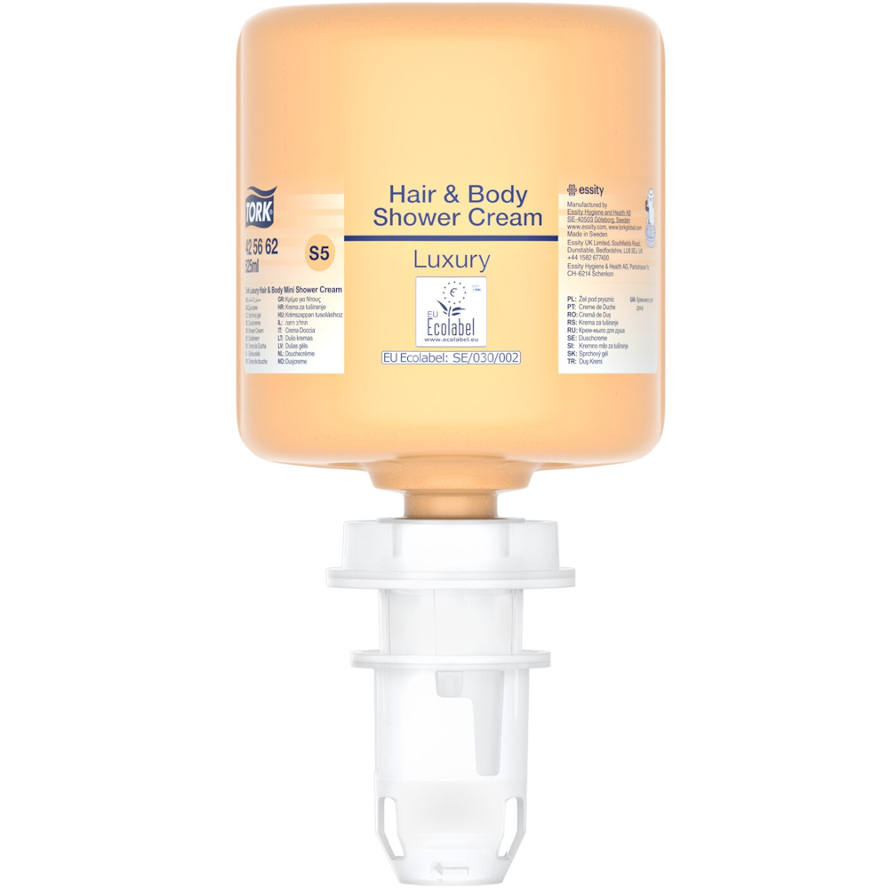 Tork 425662 S5 System Premium 525ml Mini Shower Cream for Hair & Body with Vanilla Scent (Carton 8 Refills)