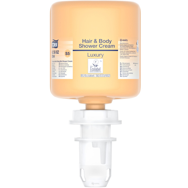 Tork 425662 S5 System Premium 525ml Mini Shower Cream for Hair & Body with Vanilla Scent (Carton 8 Refills)