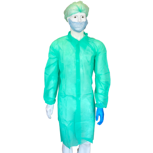 GORILLA Green Disposable Lab Coats (Carton 100 Coats) Size: 2XL