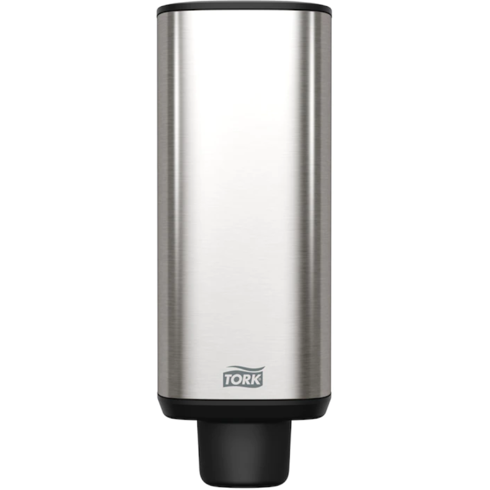 Tork 460010 Stainless Steel/Black S4 System Image Design Line 1L Foam/Liquid Soap and Santiser Skincare Dispenser