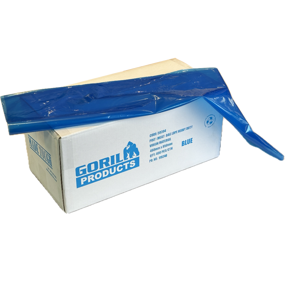 GORILLA Blue Virgin LL + LDPE Poly Bag 460mm x 850mm 60µm (Carton 400 Bags)