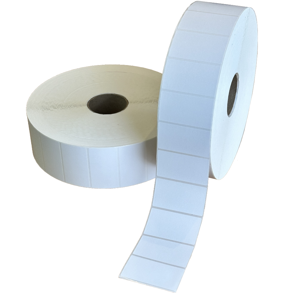 Thermal Transfer White Labels Wide-edge Lead 90mm x 50mm Ø76mm Core (Roll 10,000 Labels)