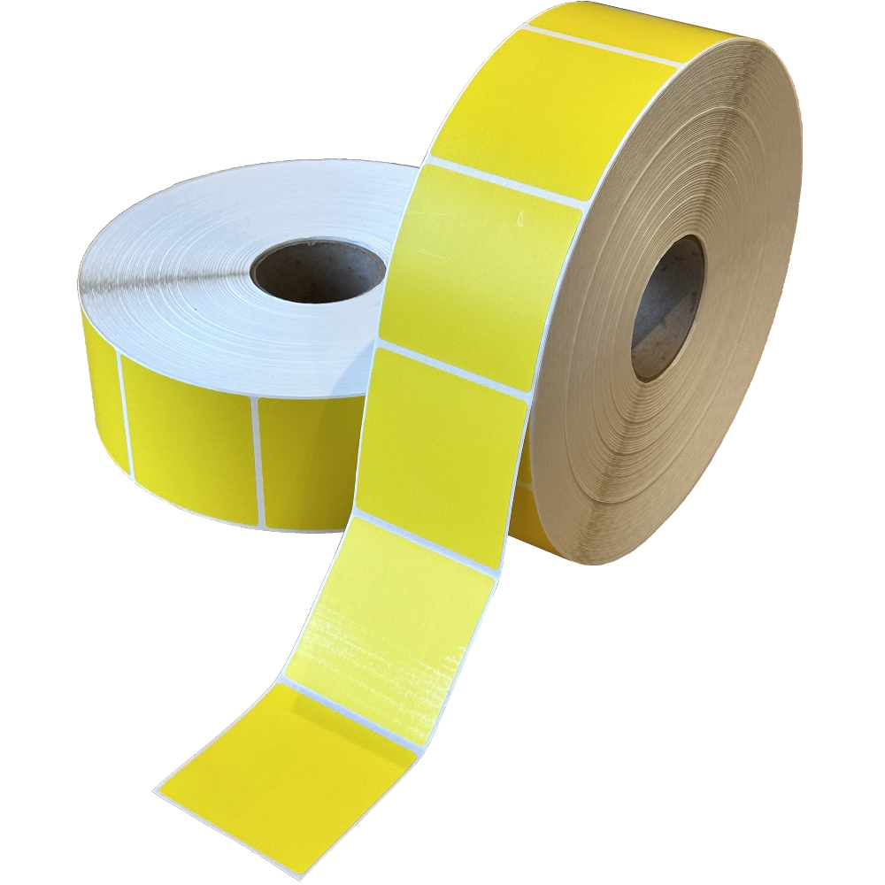 Thermal Transfer Yellow Labels 90mm x 90mm Ø76mm Core (Roll 4,500 Labels)
