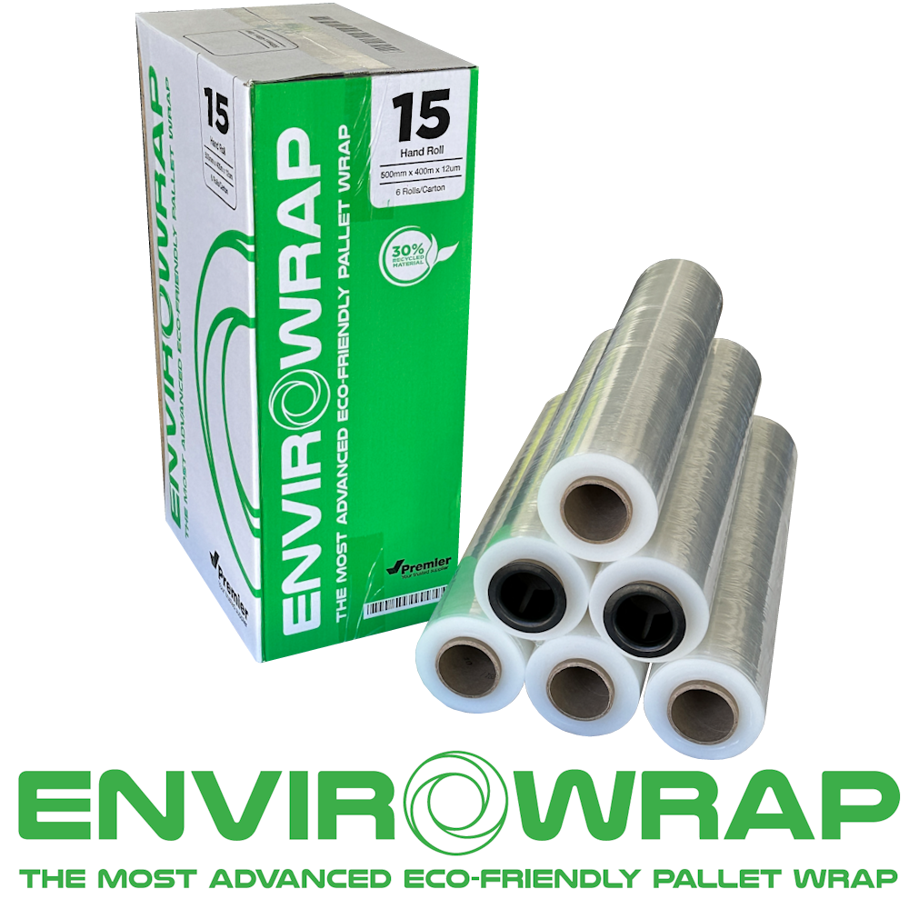 ENVIROWRAP 15 Transparent 30% Recycled Content Pre-stretch Hand Pallet Wrap 500mm x 300m 15µm (Carton 6 Rolls)