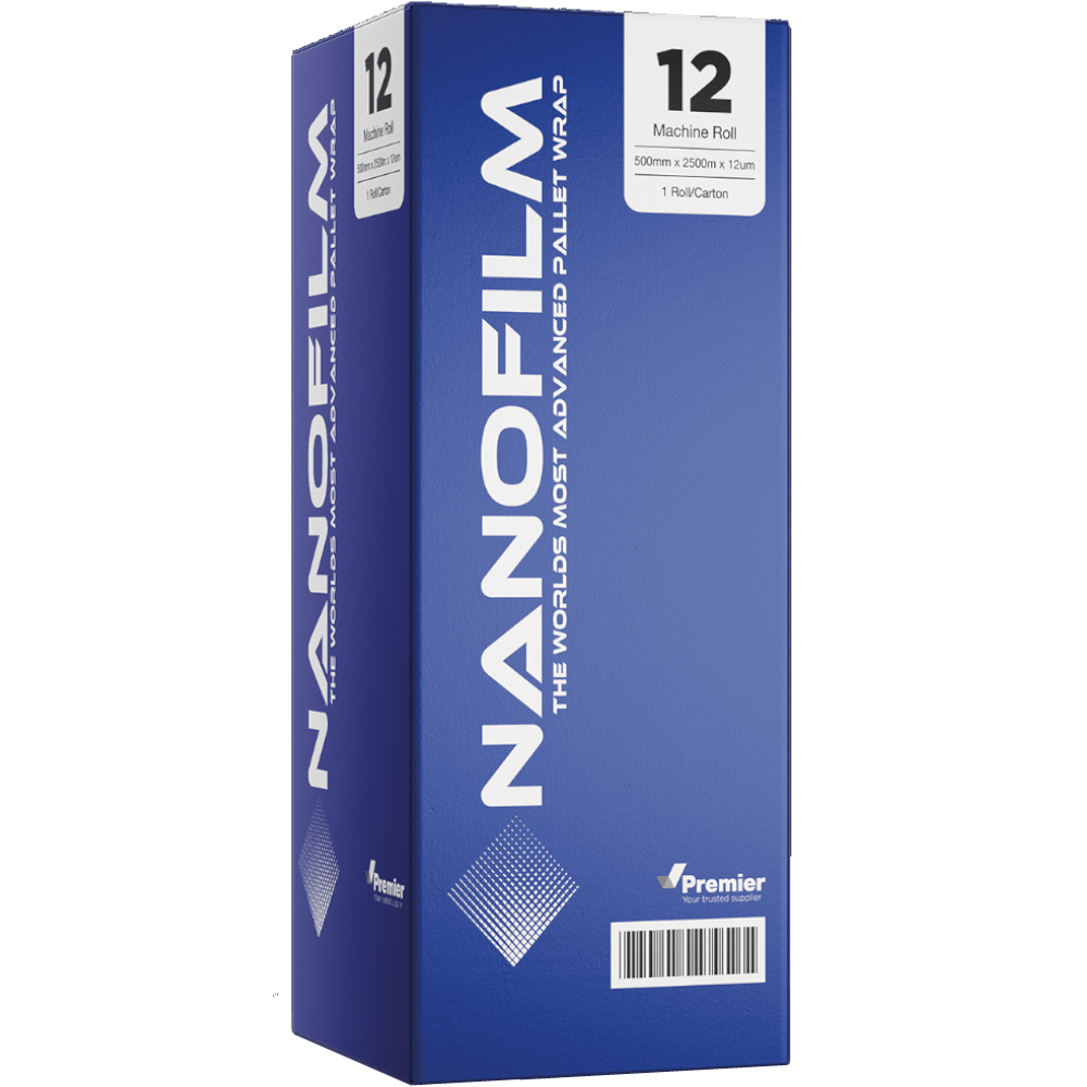 NANOFILM 12 Transparent Machine Pallet Wrap 500mm x 2,500m 12µm (Carton 1 Roll)