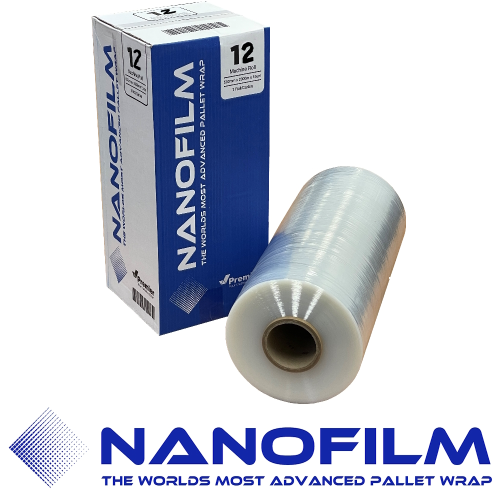 NANOFILM 12 Transparent Machine Pallet Wrap 500mm x 2,500m 12µm (Carton 1 Roll)