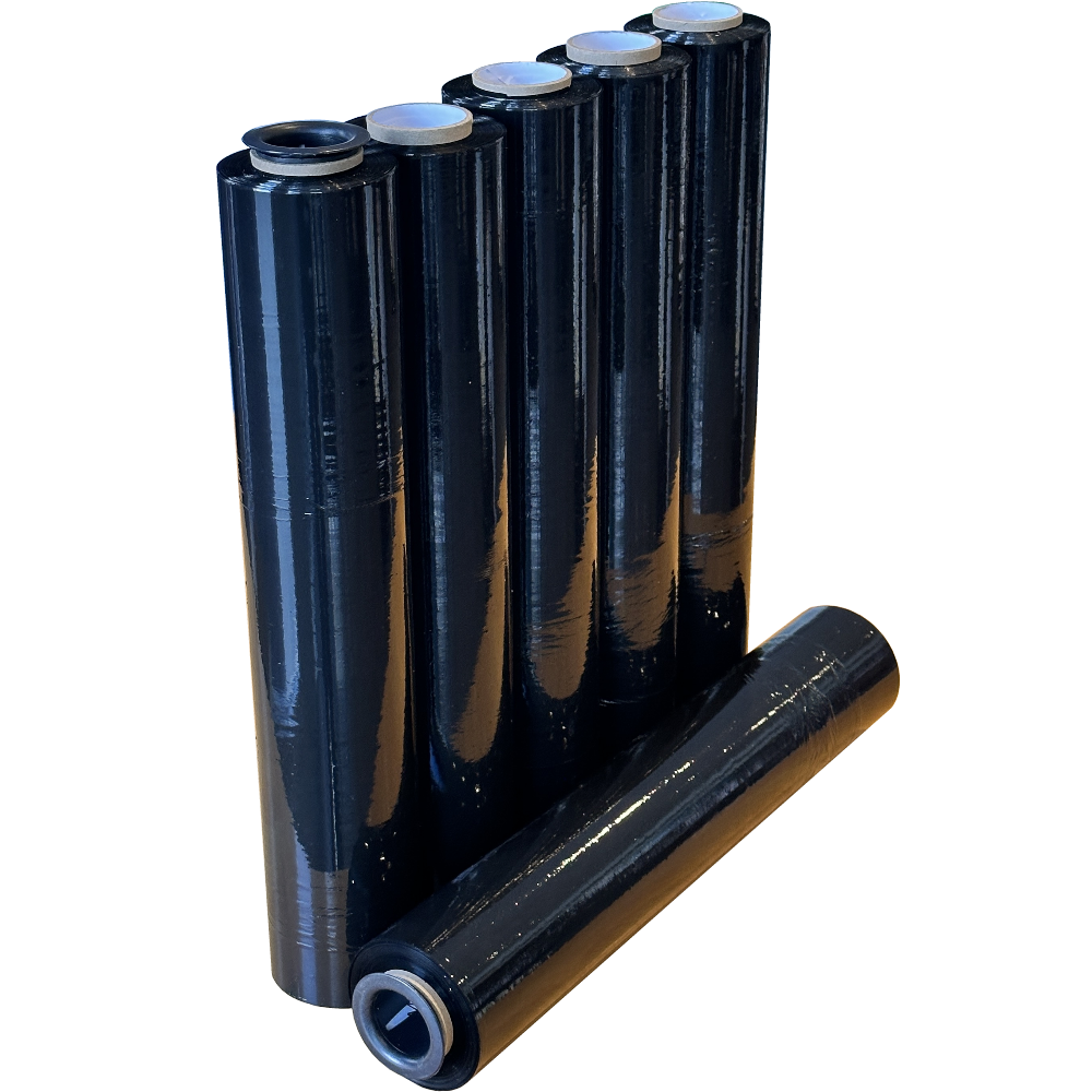 GORILLA 15 Black Pre-stretch Hand Pallet Wrap 500mm x 300m 15µm (Carton 6 Rolls)