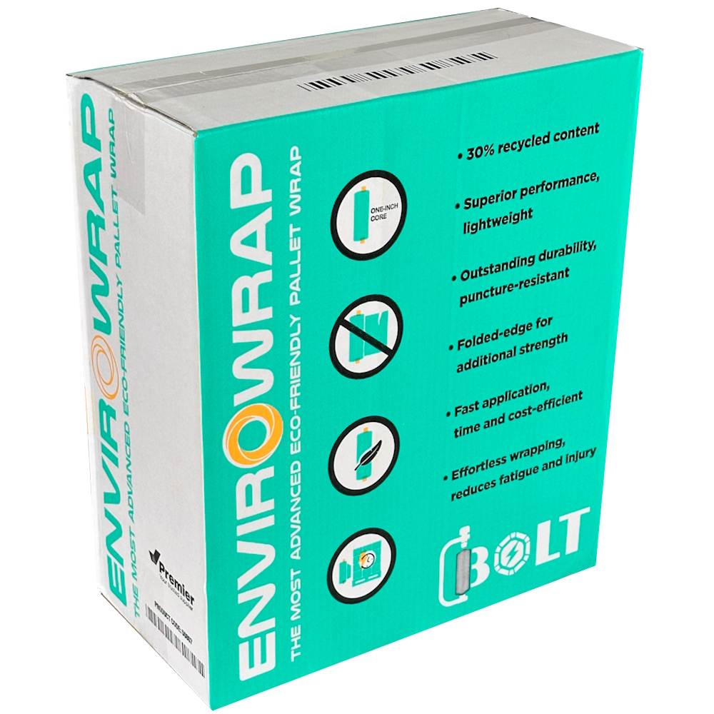 BOLT ENVIROWRAP Transparent 30% Recycled Content Pre-stretch Hand Pallet Wrap 380mm x 340m 7µm (Carton 8 Rolls)