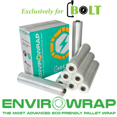 BOLT ENVIROWRAP Transparent 30% Recycled Content Pre-stretch Hand Pallet Wrap 380mm x 340m 7µm (Carton 8 Rolls)