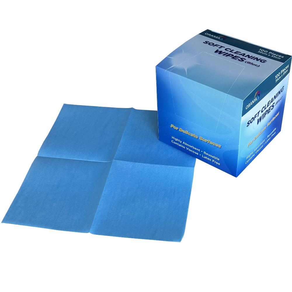 ORAMA Blue Soft Absorbent Cleaning Wipes 30cm x 33cm (Pack 100 Wipes)