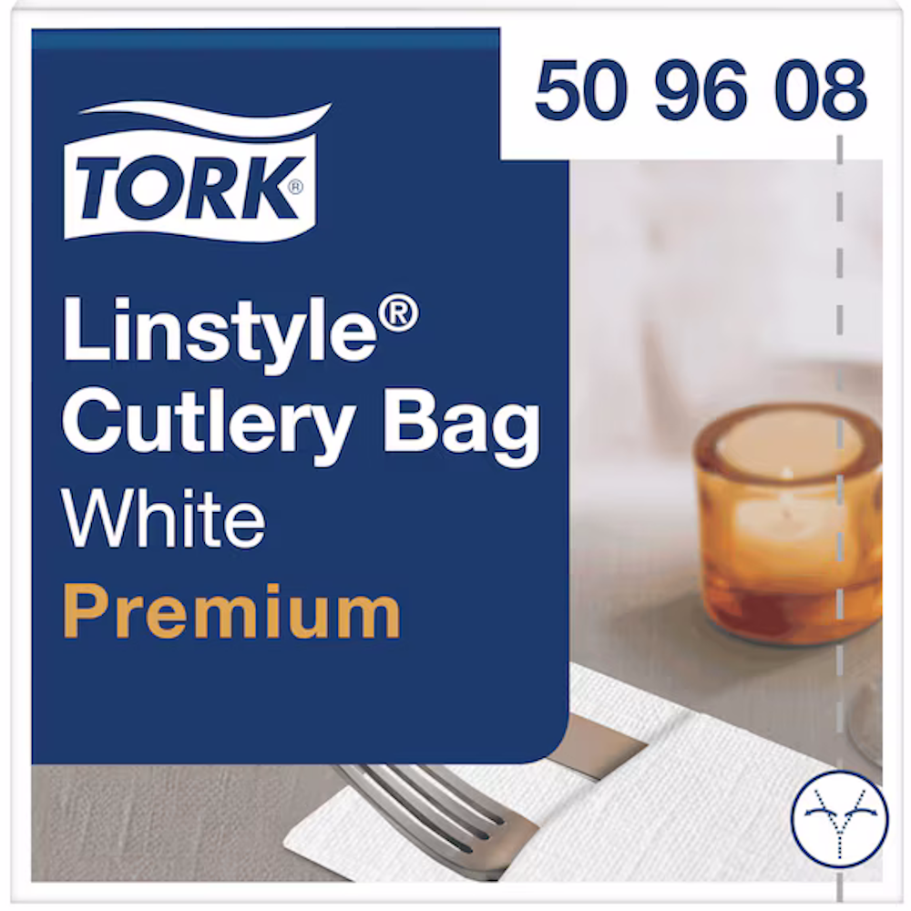 Tork 509608 White Cutlery Pocket Napkins (Pack 50 Napkins) (Carton 14 Packs)